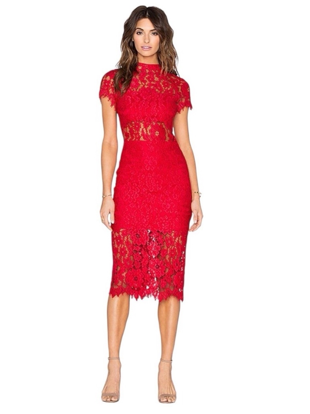 Alexis Scarlet Floral Lace Dress